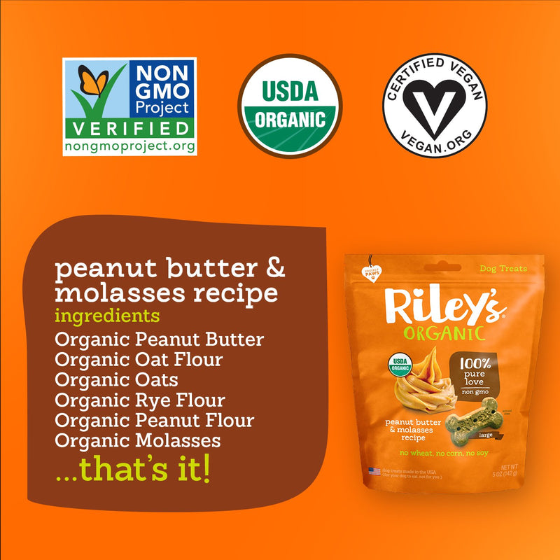 Organic Peanut Butter & Molasses Baked Biscuits - Large Bone (5oz) - Sorta Stuff