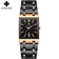 WWOOR Ladies Watch Top Brand Japanese Quartz Watches Square Black Gold Watch Stainless Steel Waterproof Fashion Women Wristwatch