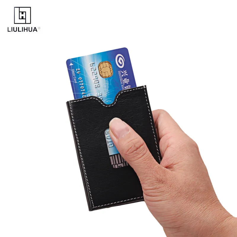 trihold ultimate tri-fold black leather card wallet for men and women-perfect for credit card ID card drivers licenses and bills