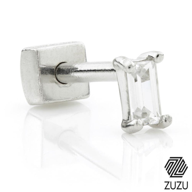 Silver CZ Rectangle Cartilage Bar - Sorta Stuff
