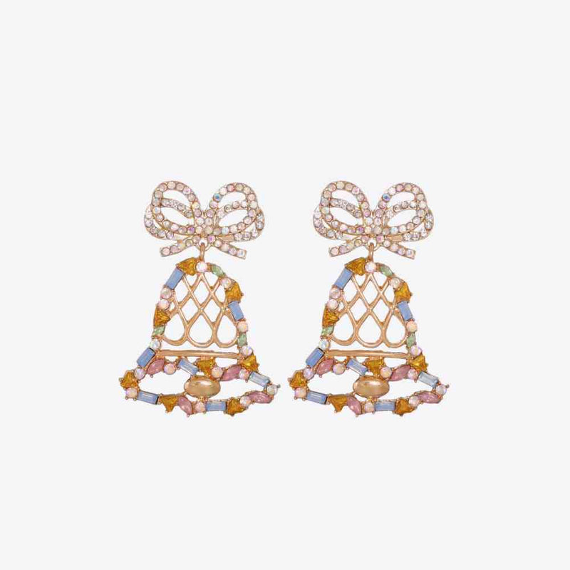Rhinestone Alloy Christmas Bell Earrings