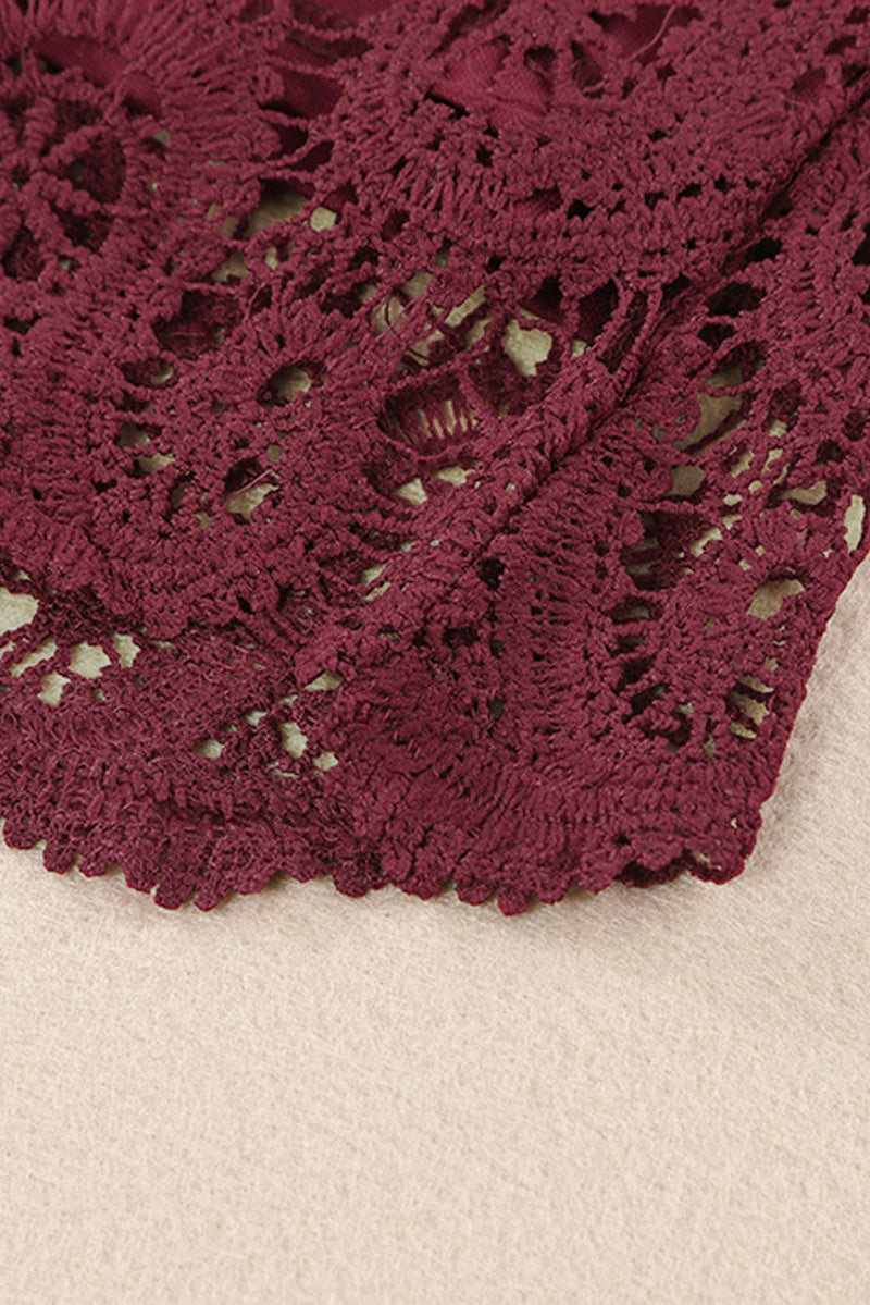 Crochet Paisley Print Short Sleeve Top