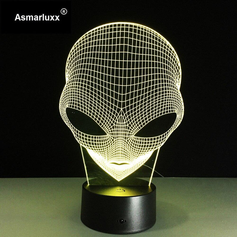 Alien Head 3D Hologram Illusion Unique Lamp Acrylic Night Light With Touch Switch Luminaria Lava Lamp 7Colors Changing Deco Gift - Sorta Stuff