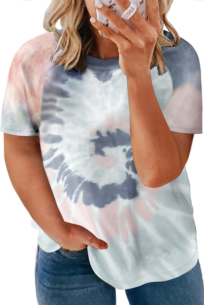 Multicolor Tie-Dye Raglan Sleeve Plus Size T-Shirt
