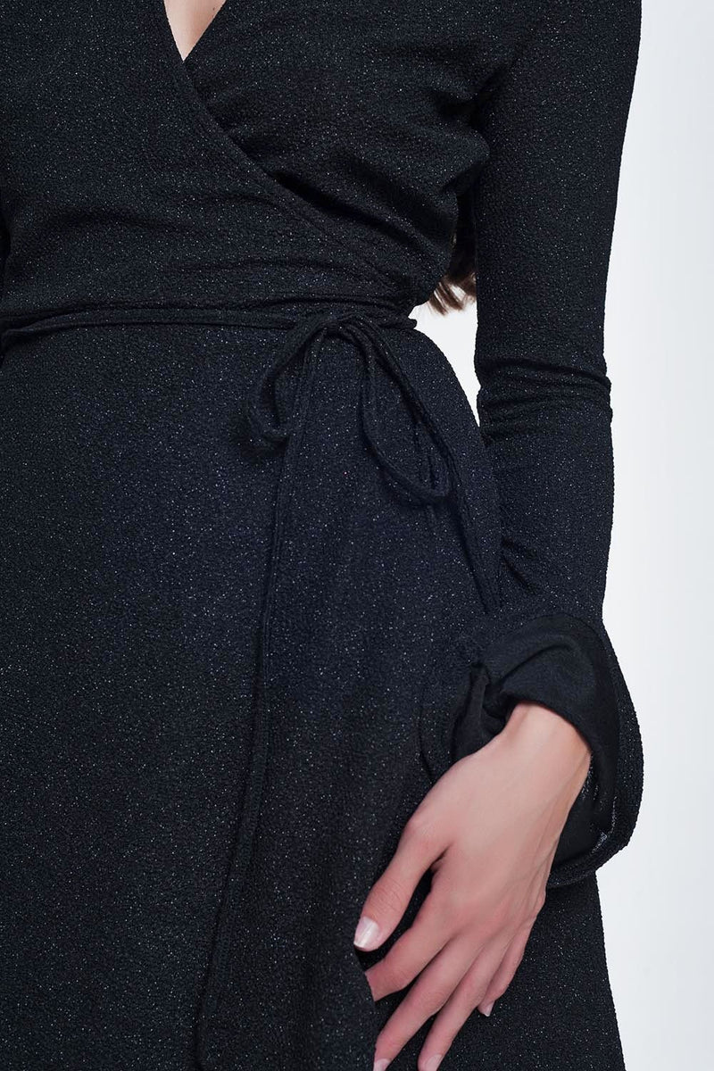 Black Mini Dress With V-Neck - Sorta Stuff