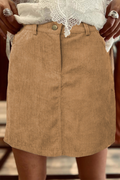 High Waist Corduroy Mini Skirt With Pockets