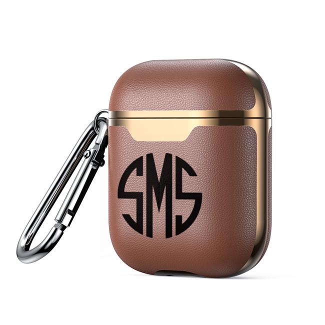 Custom Electroplated Leather Airpod Case - Monogram
