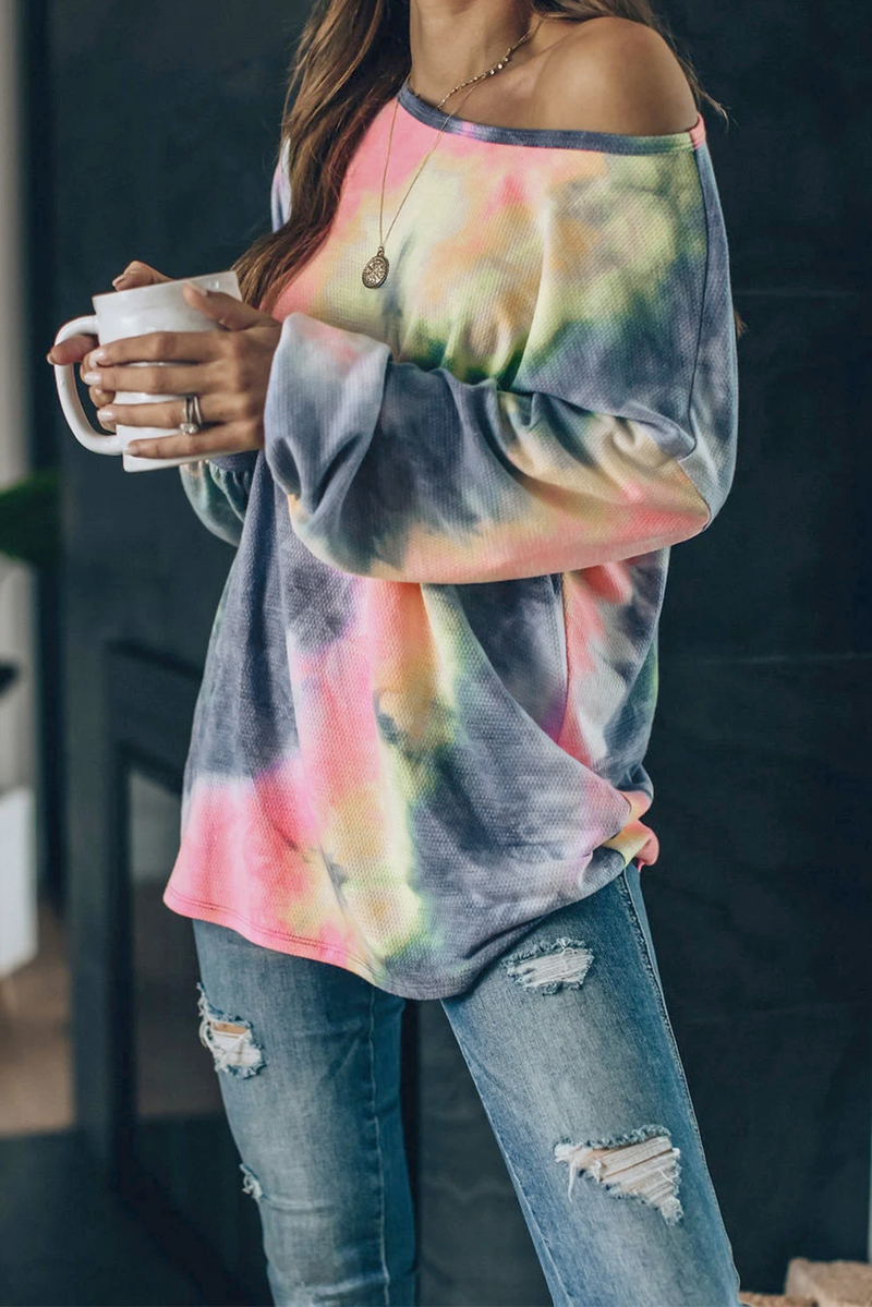 Tie-Dye Relaxed Knit Long Sleeve Top