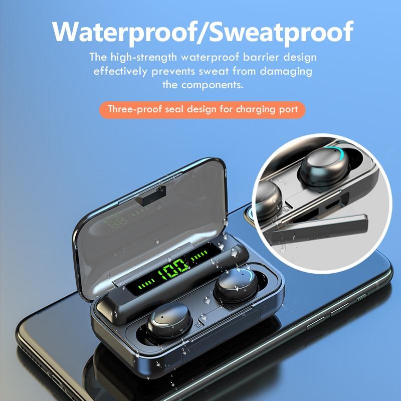 TWS Bluetooth 5.0 Earphones 2200mAh Charging Box Wireless Headphone 9D Stereo Sports Waterproof Earbuds Headsets With Microphone - Sorta Stuff