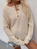 Buttoned Exposed Seam High-Low Sweater