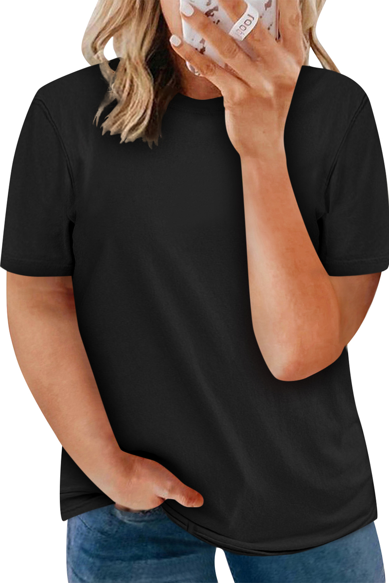 Black Plus Size Crew Neck T Shirt