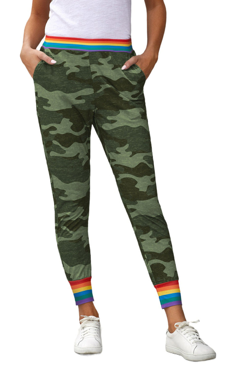 Rainbow Stripe Camo Casual Pants