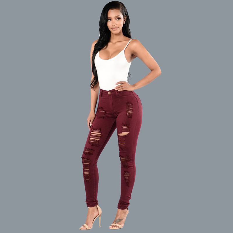 Distressed High-Rise Hip-Lifting Skinny Jeans