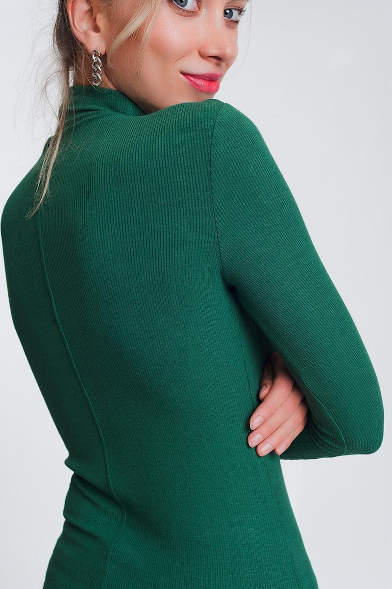 Turtle Neck Fine Sweater in Green - Sorta Stuff
