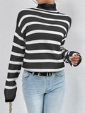 Striped Turtleneck Long Sleeve Sweater