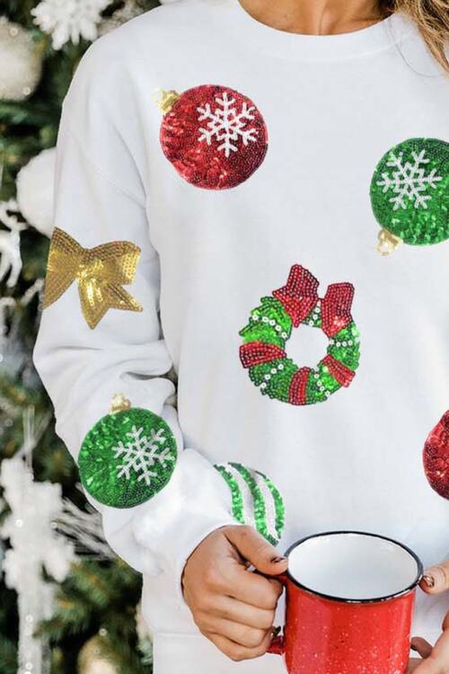 Sequin Patch Christmas Element Sweatshirt