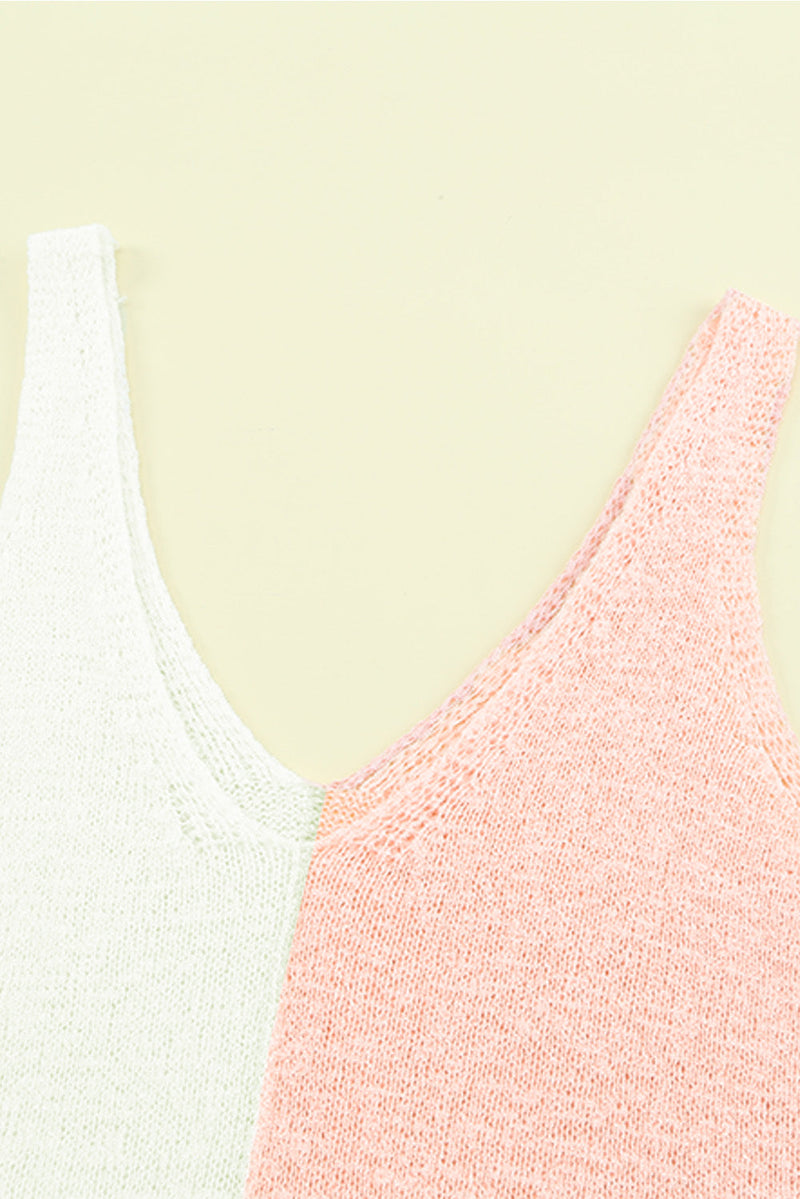 Color Block Knitted Tank Top