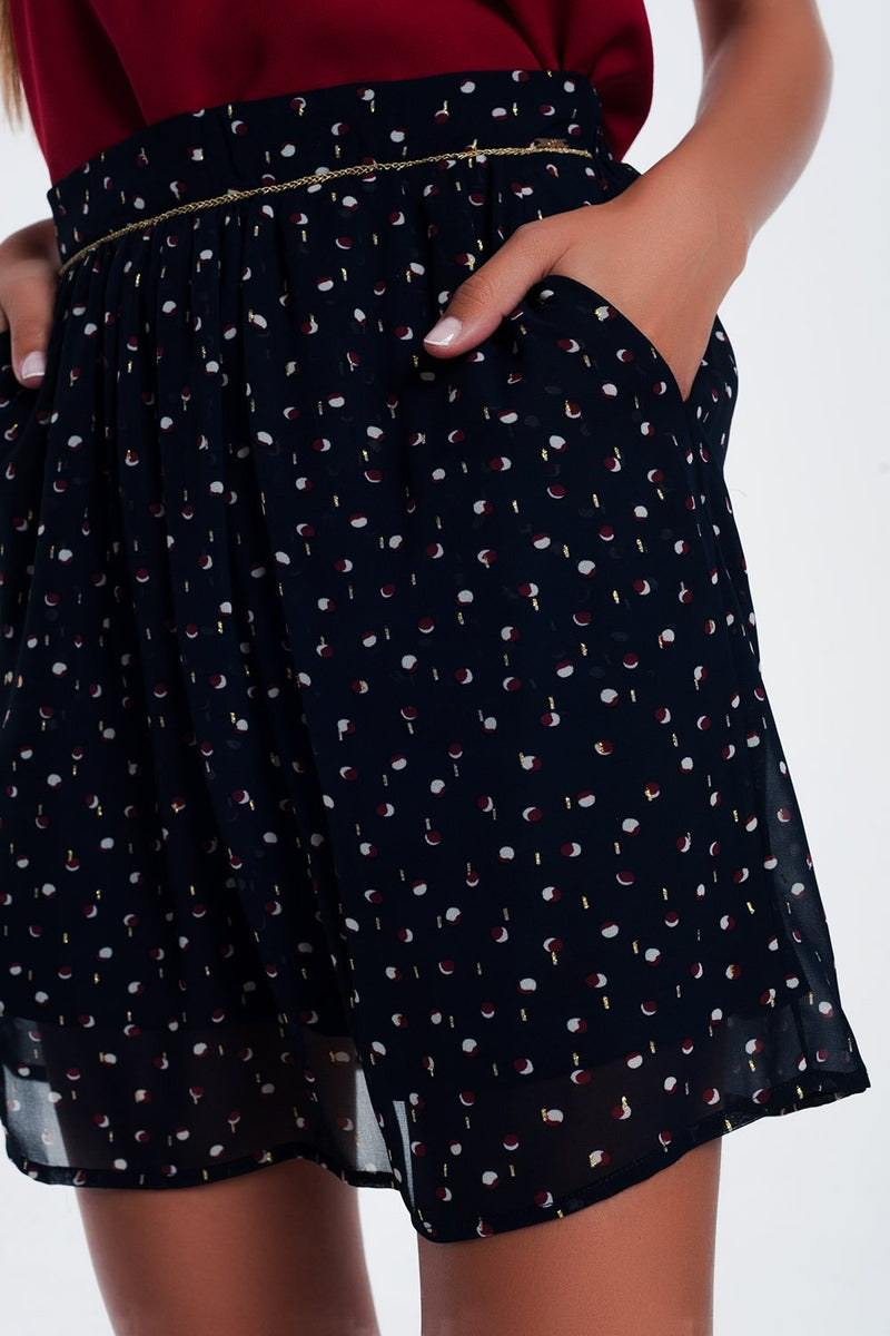 Mini Skirt Navy in Scribble Polka Dot - Sorta Stuff