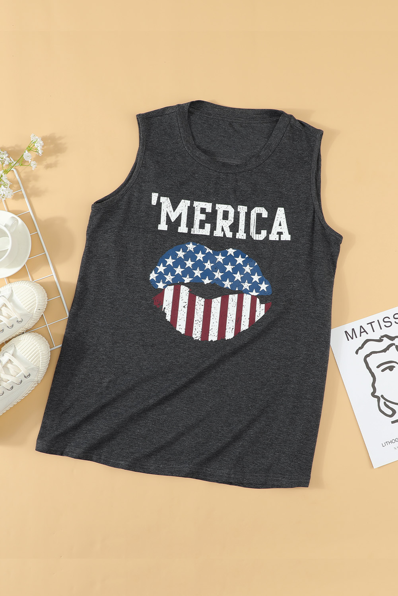 Merica Cut Out Back Tank Top