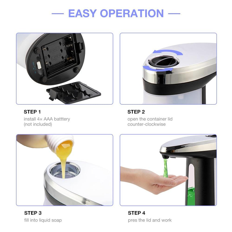 400ML Automatic Liquid Soap Dispenser Smart Sensor Soap Dispensador Touchless ABS Soap Dispenser for Kitchen Bathroom - Sorta Stuff