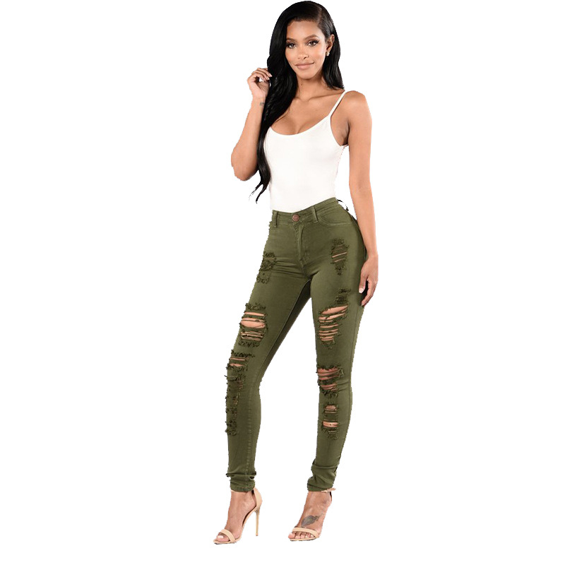 Distressed High-Rise Hip-Lifting Skinny Jeans
