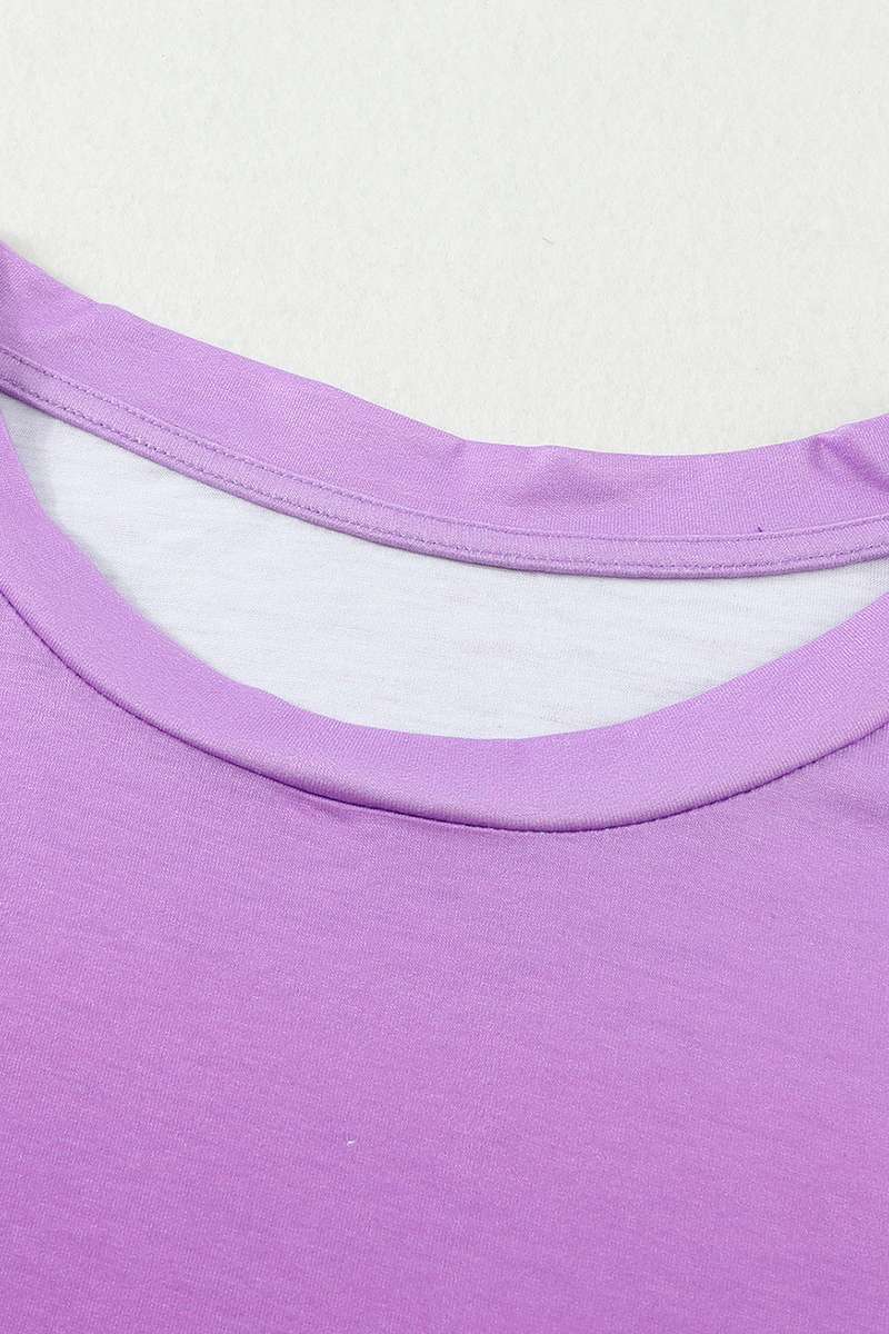 Purple Gradient Color Short Sleeve T-Shirt With Pocket