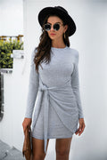Self-Knotted Ruched Overlap Dress