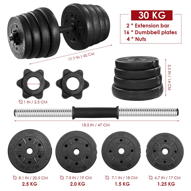 A Pair of 30kg Dumbbell Weight Set Adjustable Solid Fitness Dumbbell Set Safety Non-Slip Dumbbells Gym Exercise Training Tools - Sorta Stuff