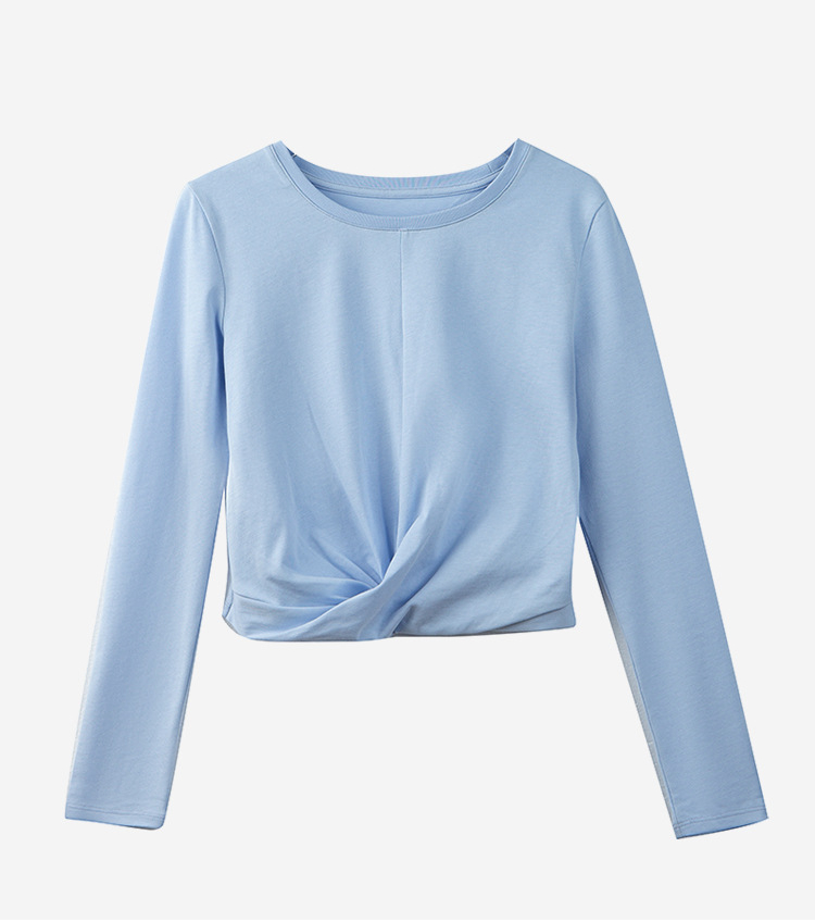 Women's Solid Color Long-Sleeved Cotton Top
