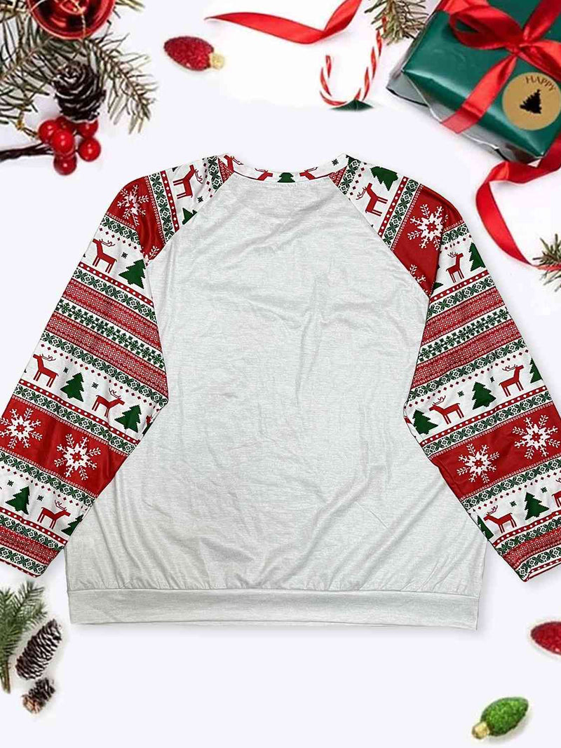 Plus Size Reindeer Graphic Long Sleeve T-Shirt
