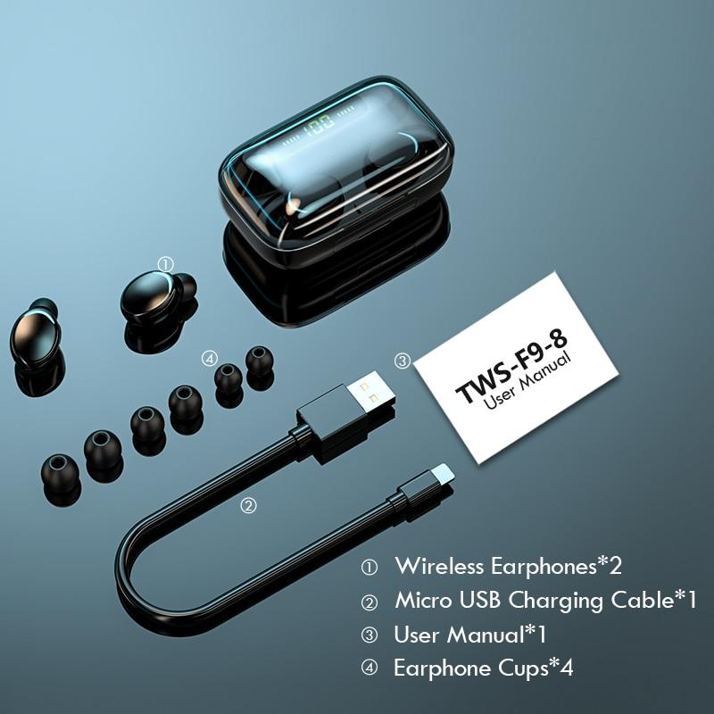TWS Bluetooth 5.0 Earphones 2200mAh Charging Box Wireless Headphone 9D Stereo Sports Waterproof Earbuds Headsets With Microphone - Sorta Stuff