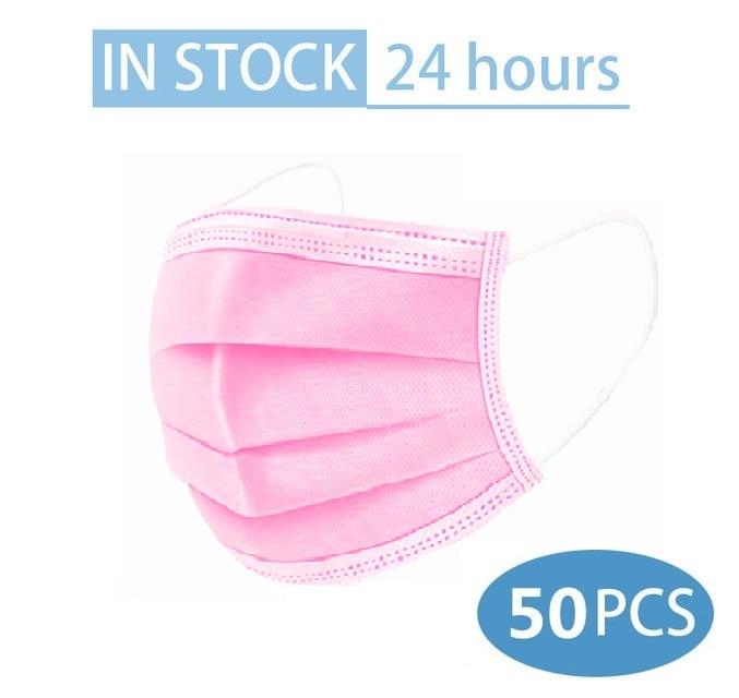 50Pcs/100pcs Mask Disposable Nonwove 3 Layer Ply Filter Mask Mouth Face Mask Filter Safe Breathable Protective Masks in Stock - Sorta Stuff