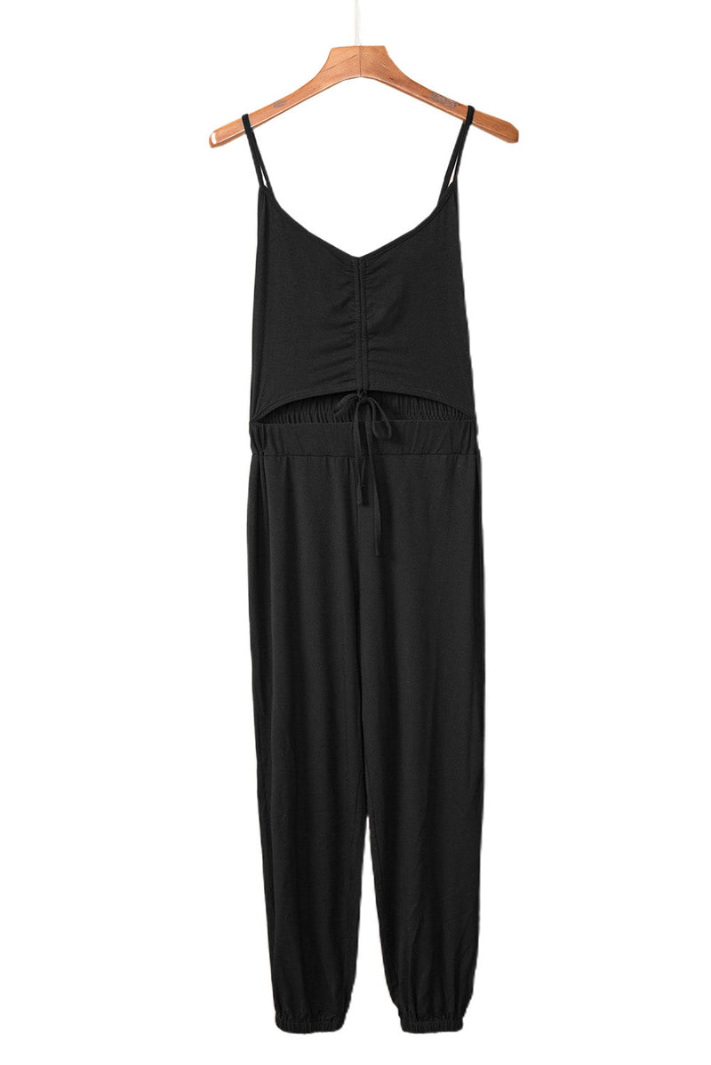 Ruched Front Spaghetti Strap Jumpsuit