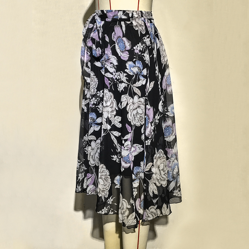 Plus Size Floral Chiffon Maxi Skirt