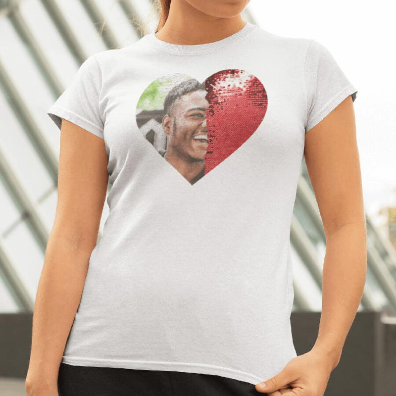 Custom Sequin Women T-Shirts (Heart) - Sorta Stuff