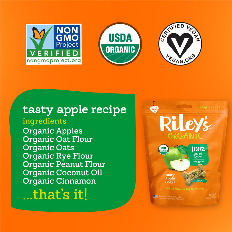 Tasty Organic Apple Baked Biscuits - Large Bone - (5oz) - Sorta Stuff