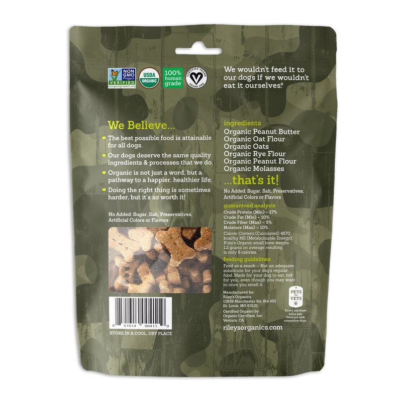 Pets for Vets Organic Peanut Butter & Molasses Baked Biscuits - Small Bone (5oz) - Sorta Stuff