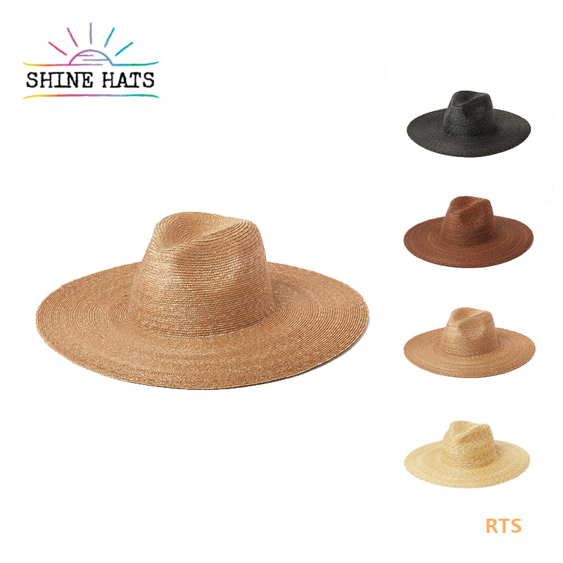 Shinehats Luxury OEM 0.6cm width wheat beach straw hat custom sunhat fashion chapeau wide brim lack color women ladies sombreros