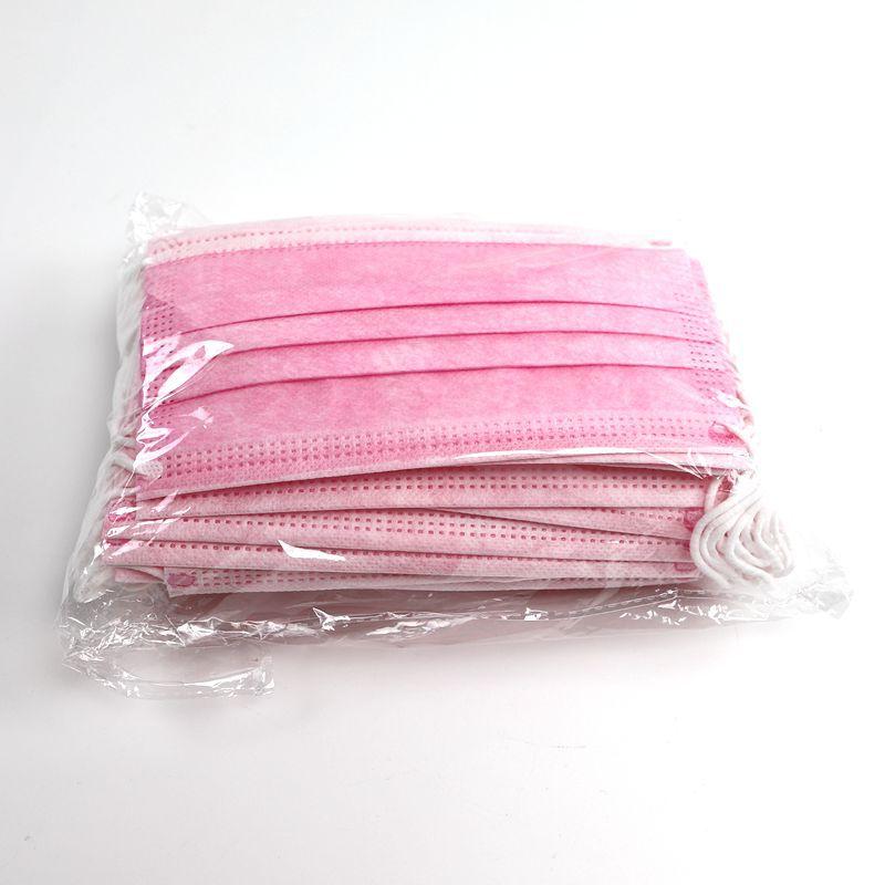 Pink Disposable Mask 3 Layer Non Woven Dust Proof Mouth Mask Breathable Earloop Protective Face Mask Masque Protection - Sorta Stuff