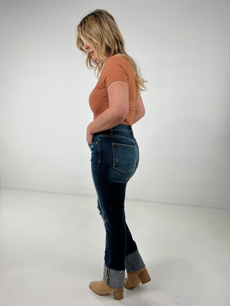 Judy Blue Mid Rise Tall Minimal Destroy Straight Jeans
