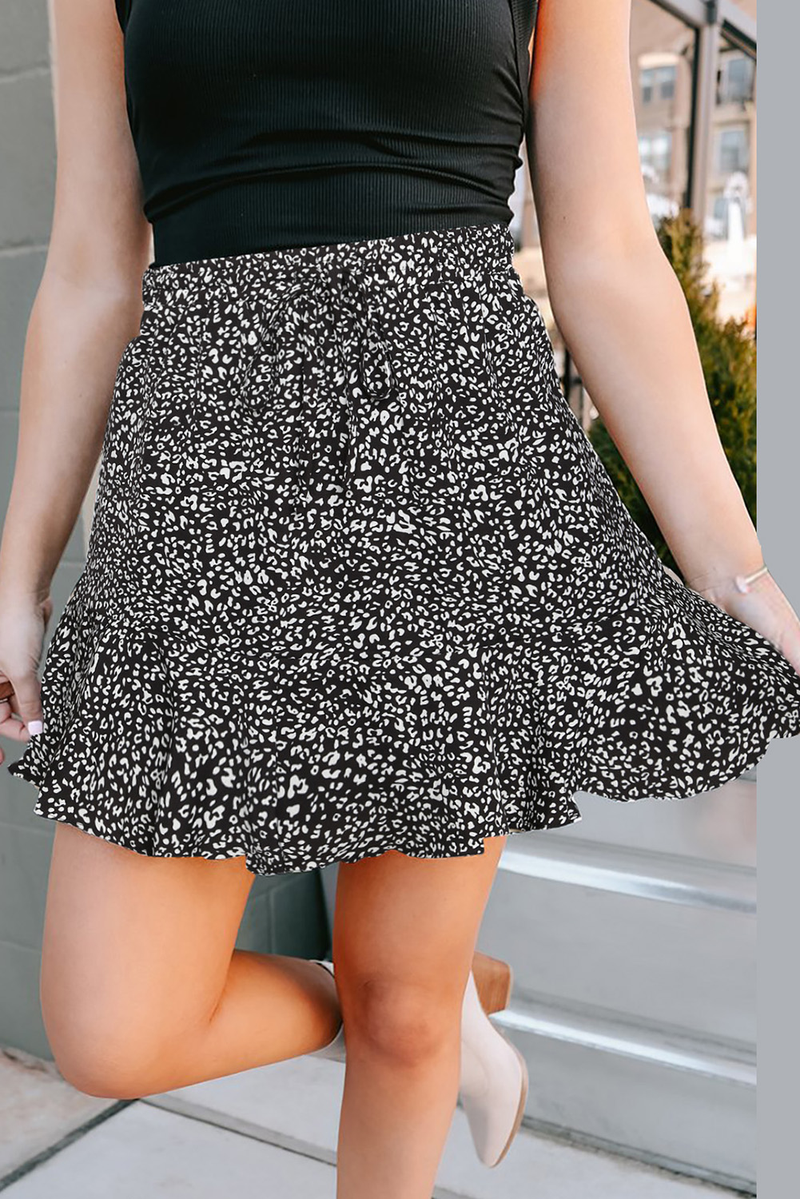 Black Animal Print Mini Skirt