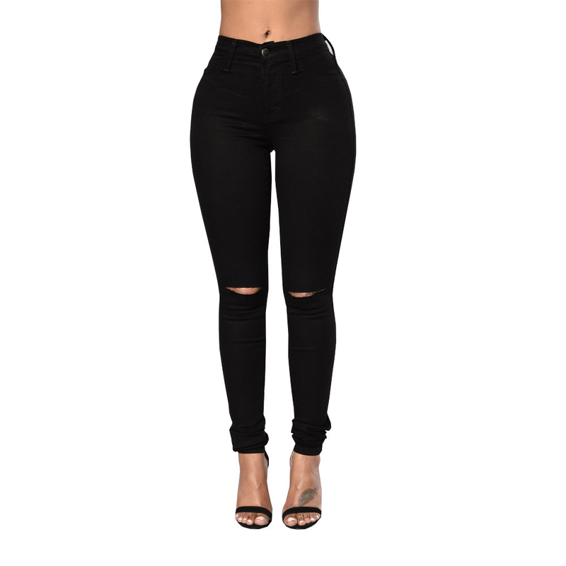 Women's Black High Rise Ripped Skinny Jeans