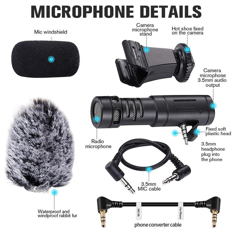MAMEN 3.5mm Plug Camera Microphone Condenser Recording Microfone Ultra-Wide Audio Studio MIC for Canon Sony Nikon DSLR DV Vlog - Sorta Stuff