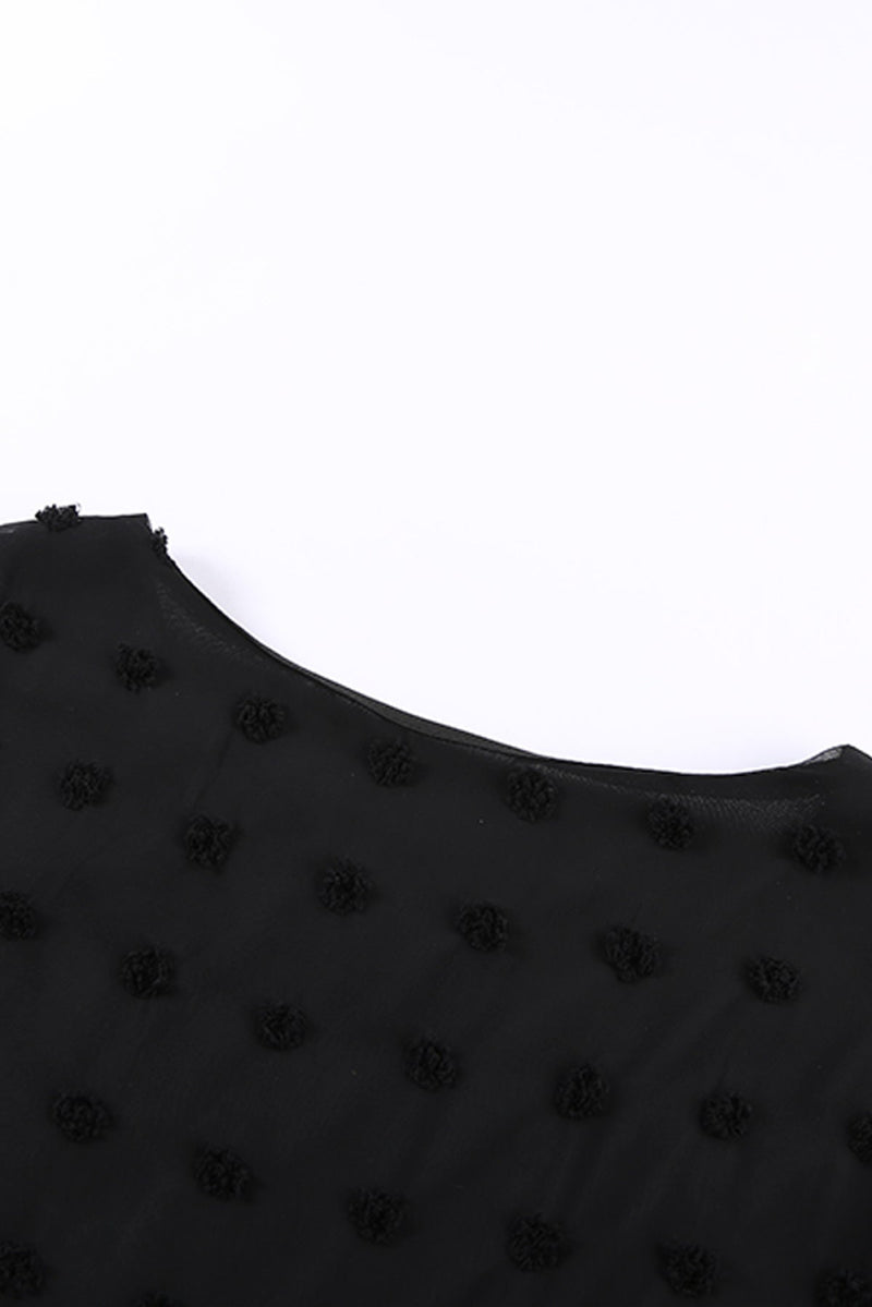 Black Swiss Dot Texture Short Sleeve Top