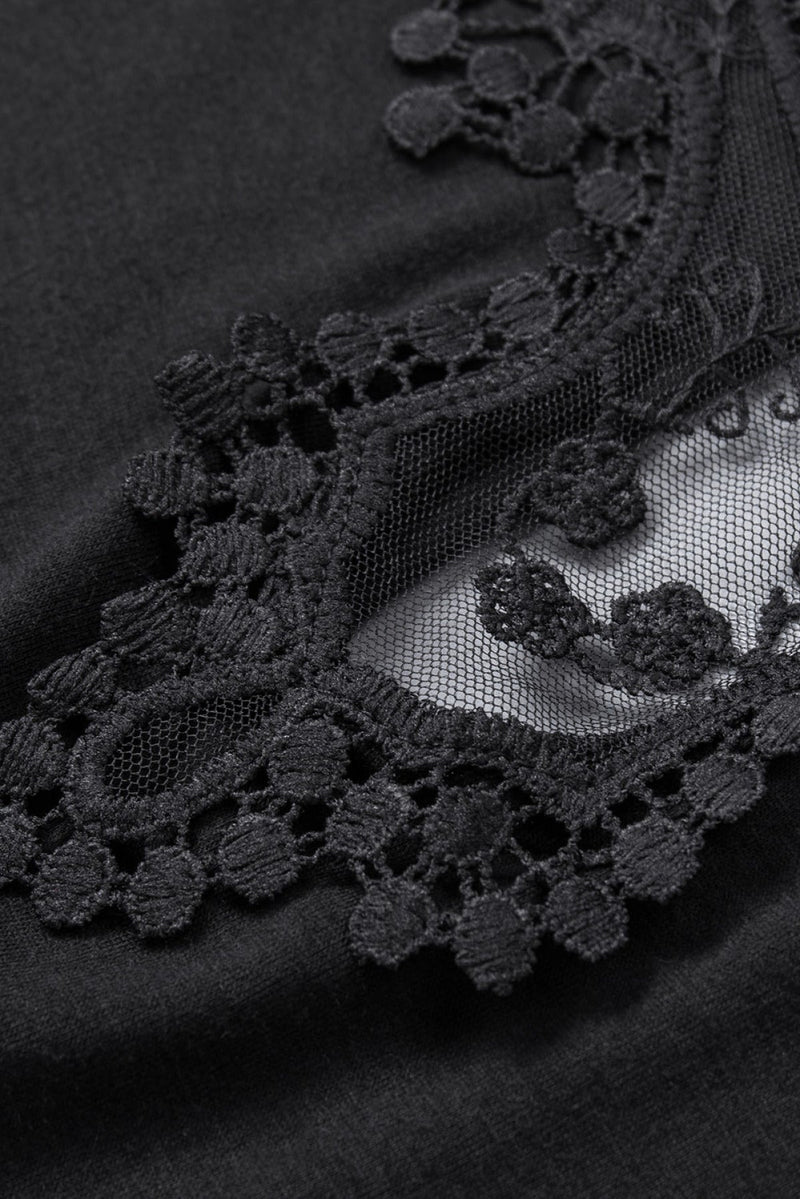 Black Crochet Lace Trim Tank