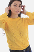 Solid Pointelle Knit Sweater