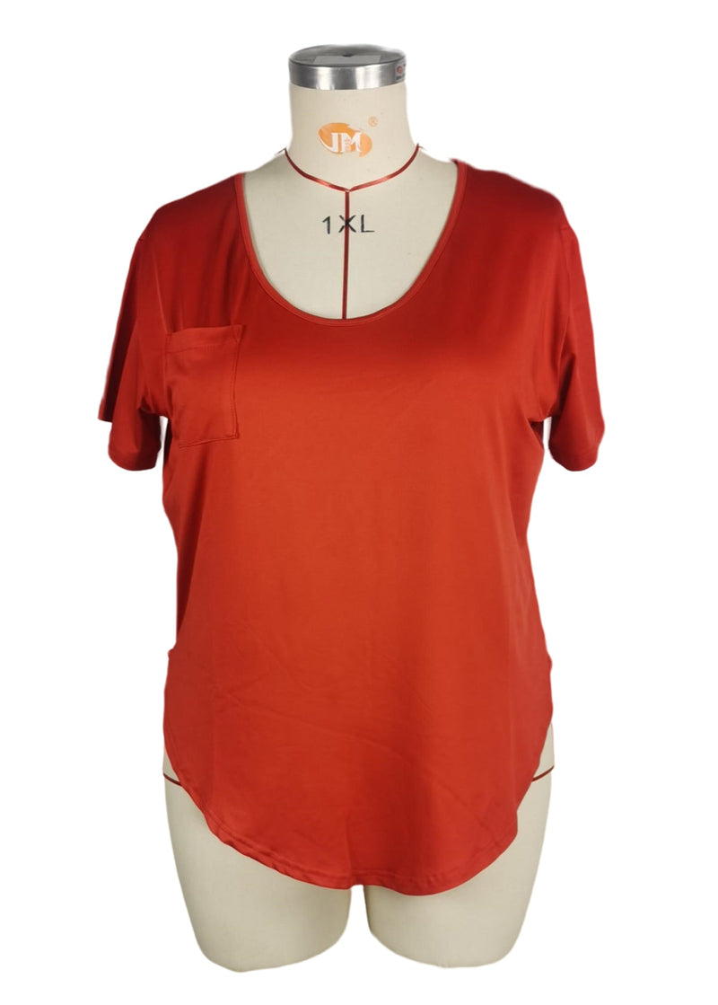Casual Plus Size Solid Color Mid-Length T-Shirt