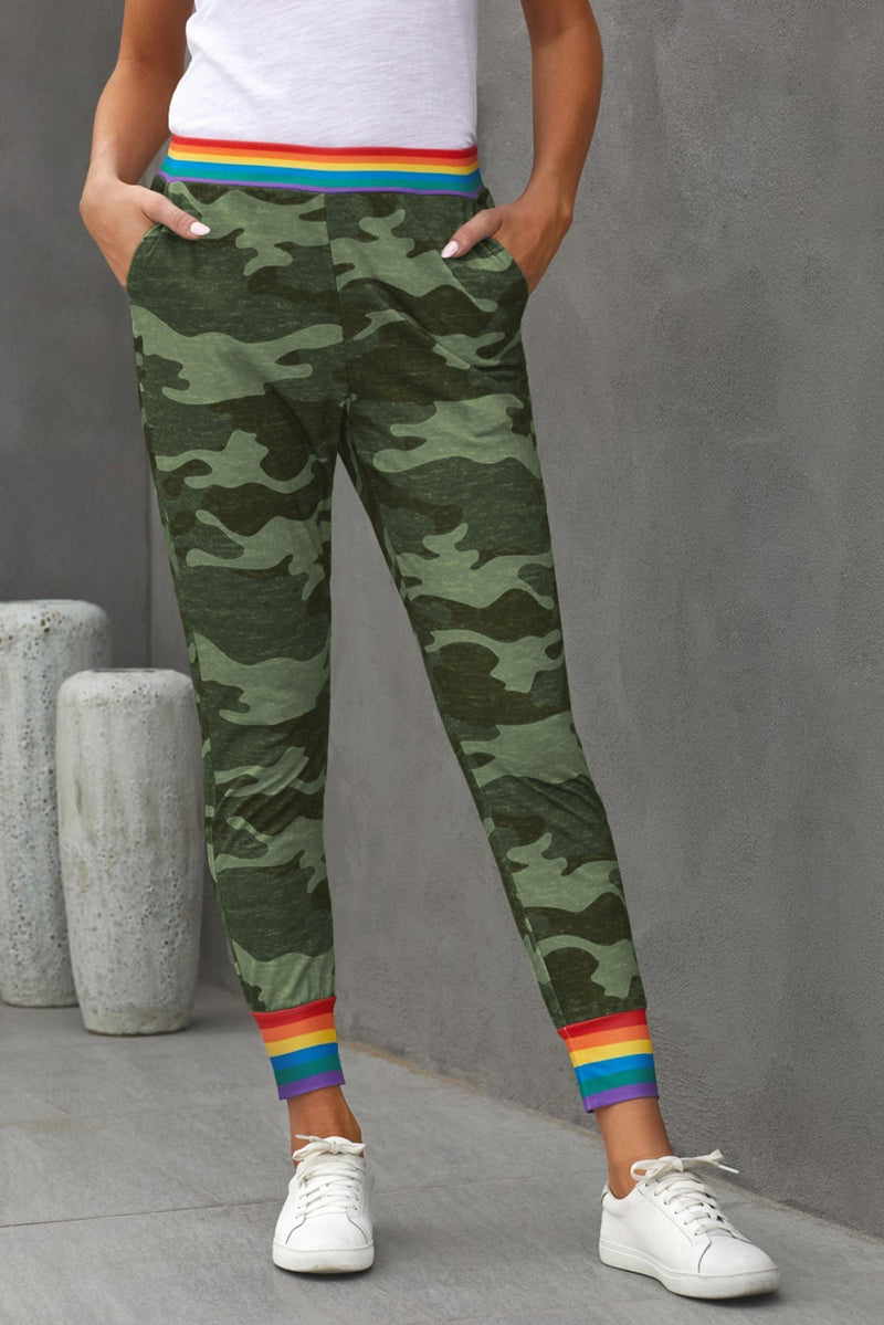 Rainbow Stripe Camo Casual Pants