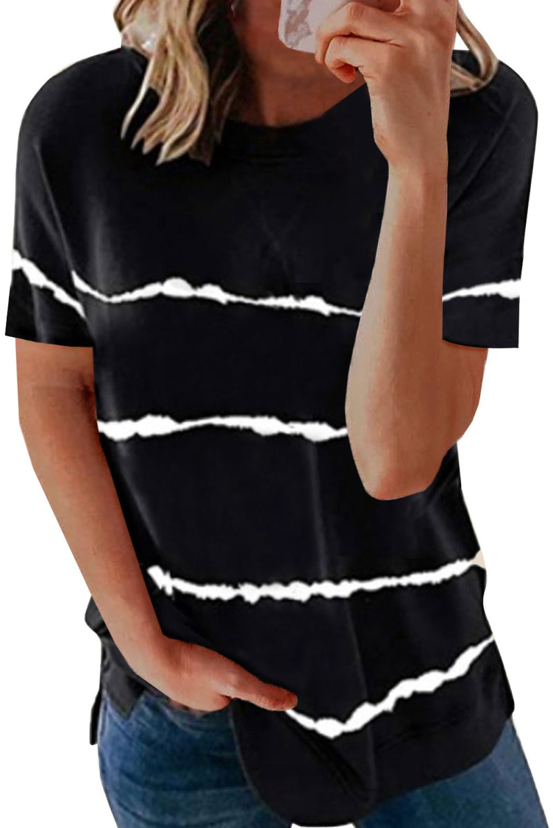 Tie-Dye Stripe Casual T-Shirt