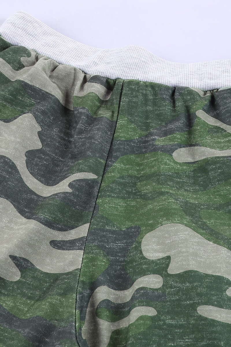 Green Camo Print Knit Sport Pants